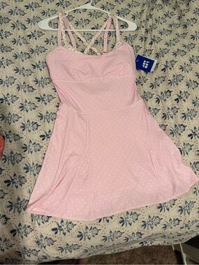 JoyLab Pink Polka Dot Active Dress with Crisscross Straps